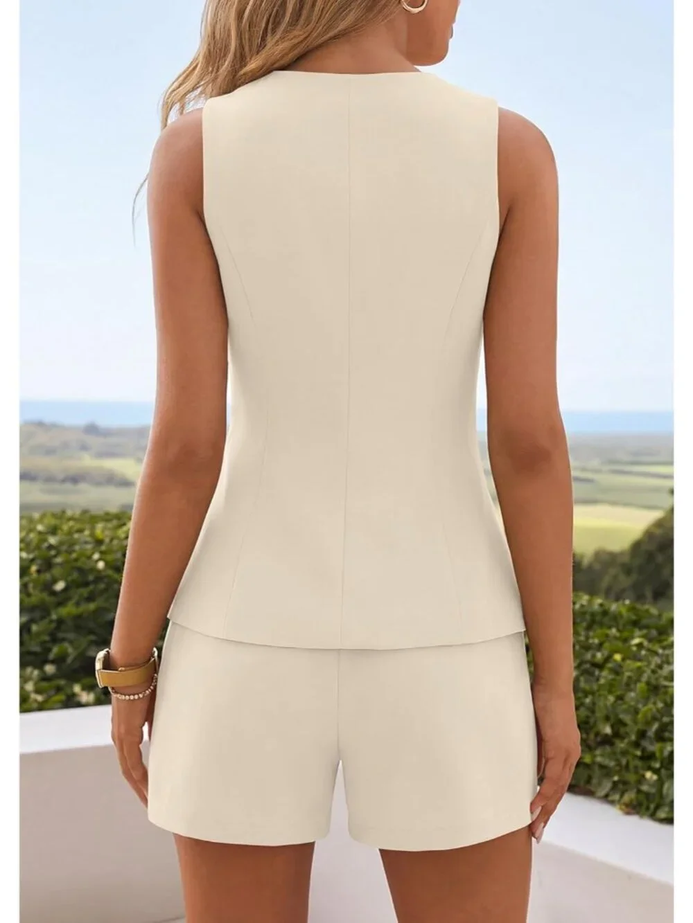 Womens 2 Piece Matching Sets 2026 Fashion Suit Vest Tops Shorts Set Spring Busin
